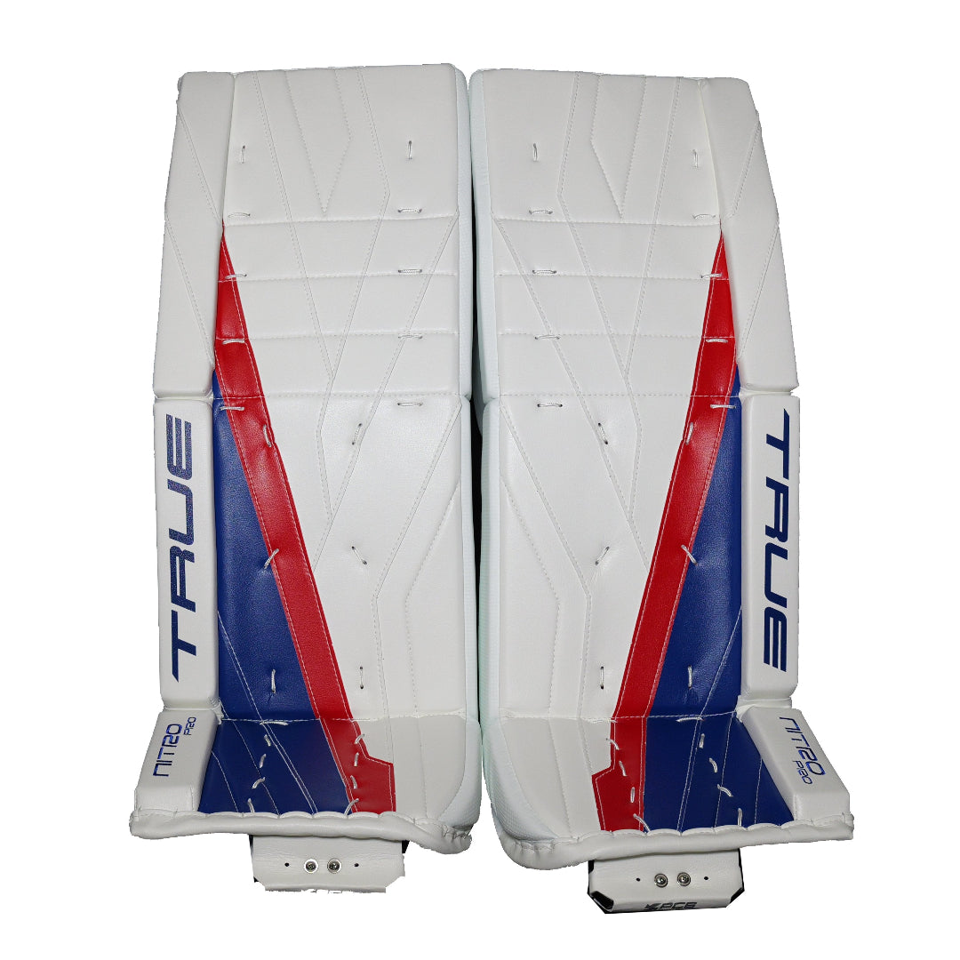 True Senior Catalyst Nitro Pro Hockey Goalie Pad White/Royal/Red