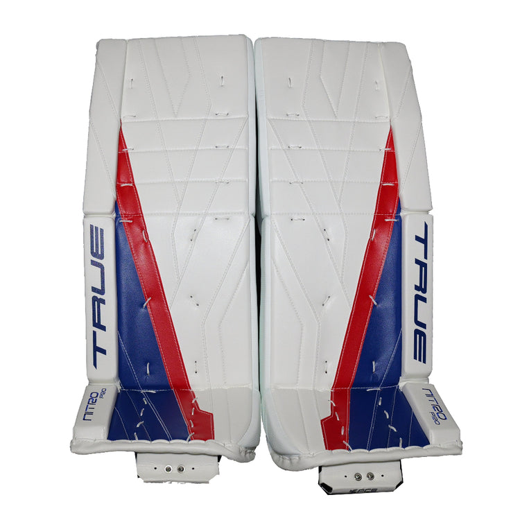 True Senior Catalyst Nitro Pro Hockey Goalie Pad White/Royal/Red