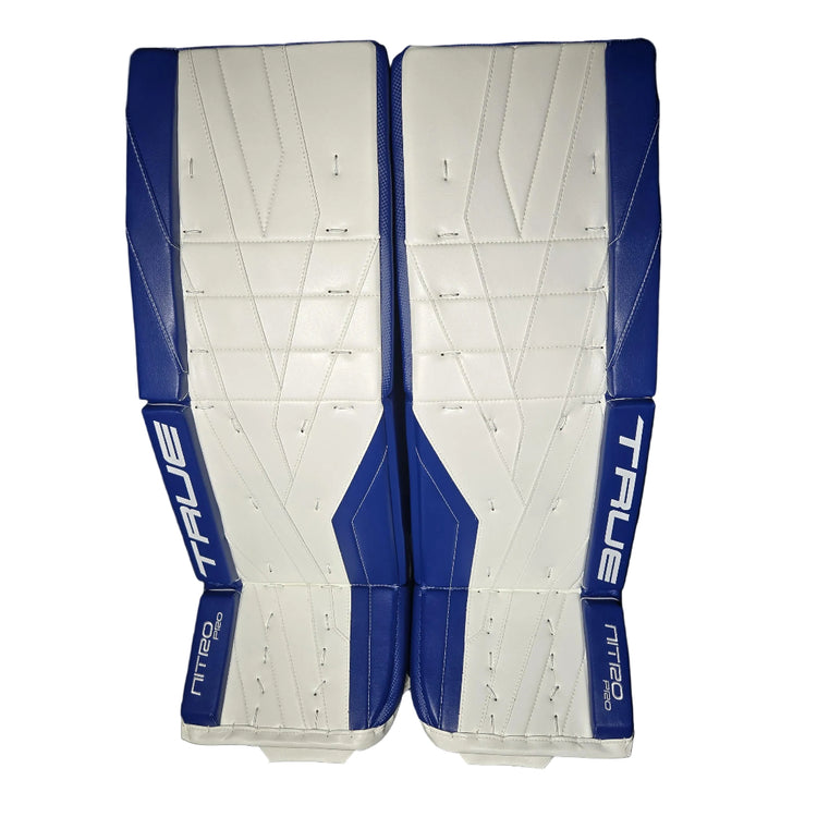 True Senior Catalyst Nitro Pro Hockey Goalie Pad White/Royal