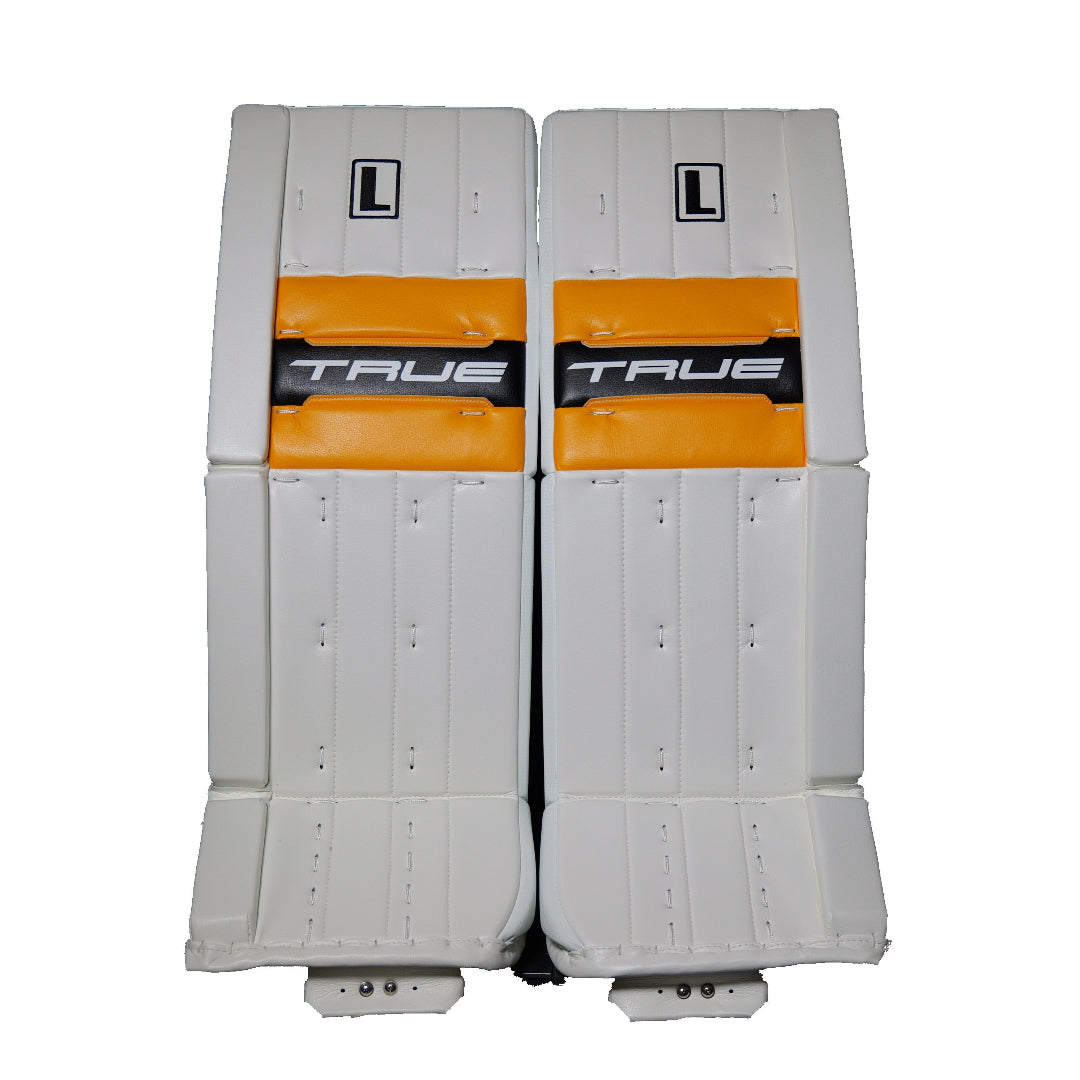 True Senior Catalyst Nitro Pro L87 Hockey Goalie Pad White/Black/Sport Gold