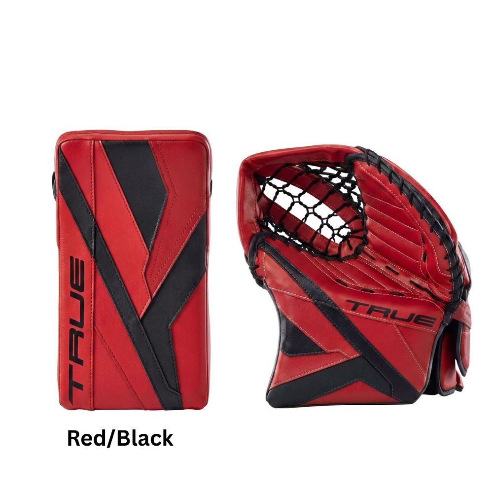 True Senior Catalyst 5X6 Hockey Goalie Trapper+Blocker Red/Black