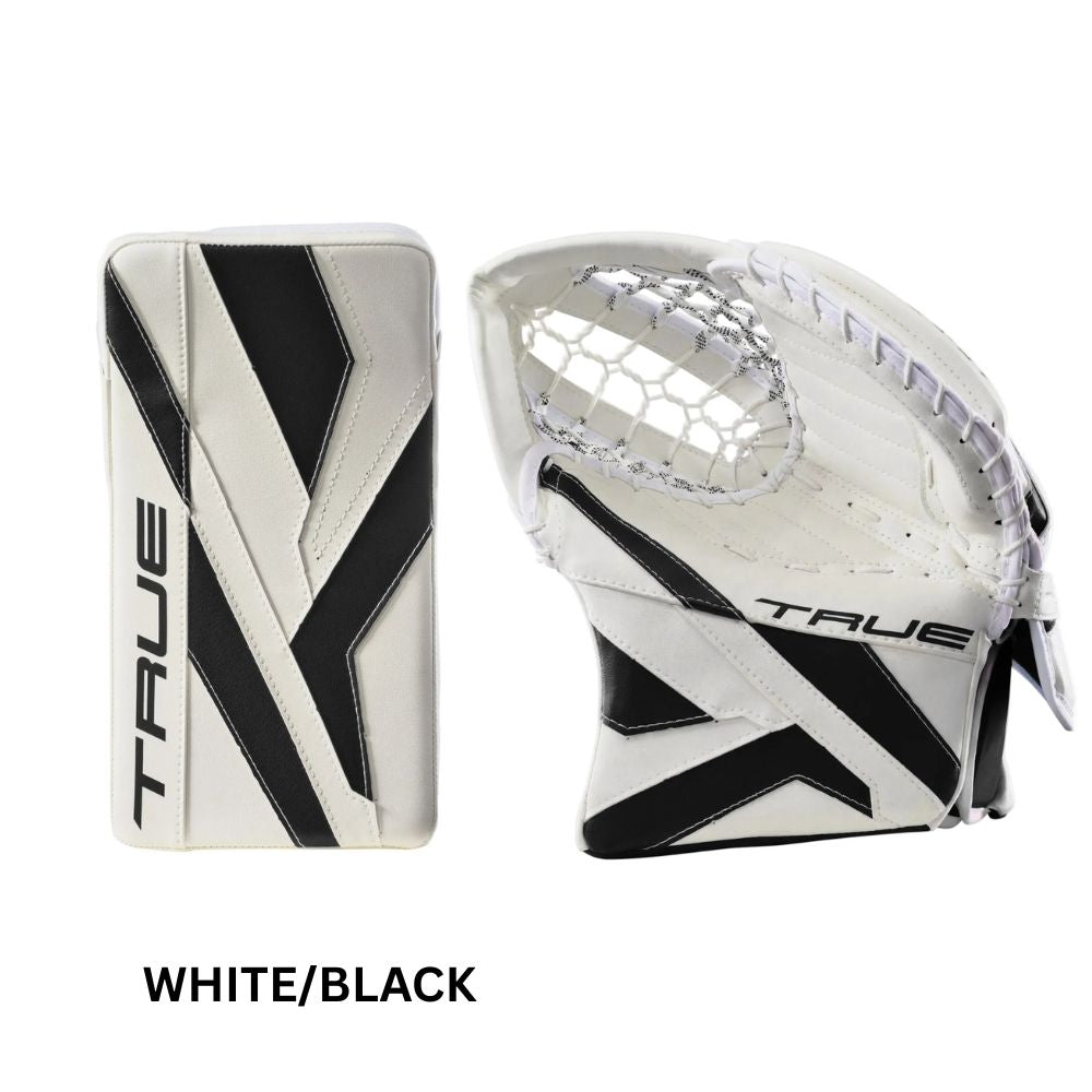 True Senior Catalyst 7X6 Hockey Goalie Trapper + Blocker White/Black
