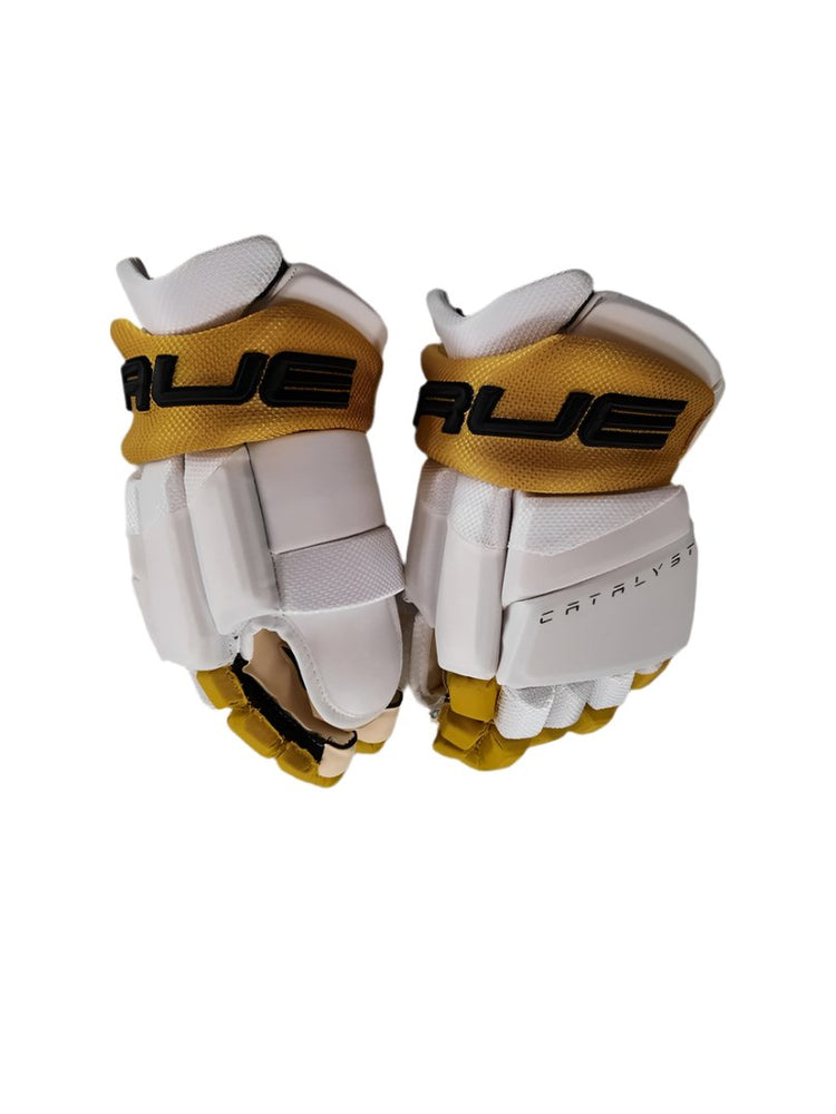 True Senior Catalyst Anatomical Fit Custom Hockey Player Gloves White/Gold
