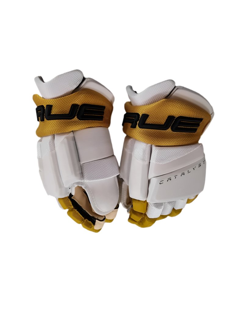 True Senior Catalyst Anatomical Fit Custom Hockey Player Gloves White/Gold