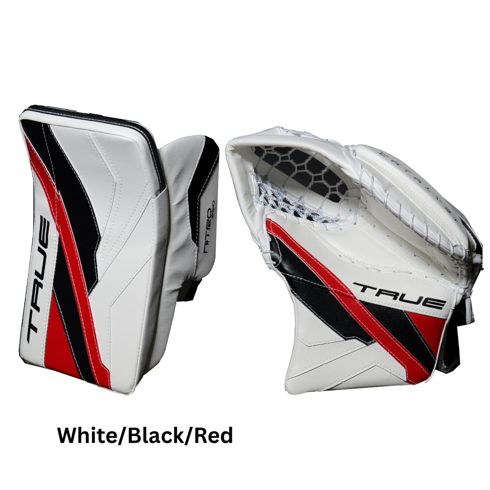 True Senior Catalyst Nitro Pro Hockey Goalie Trapper+Blocker White/Black/Red