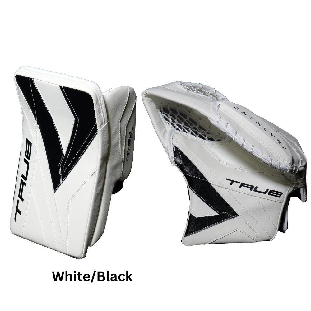 True Senior Catalyst Nitro Pro Hockey Goalie Trapper+Blocker White/Black