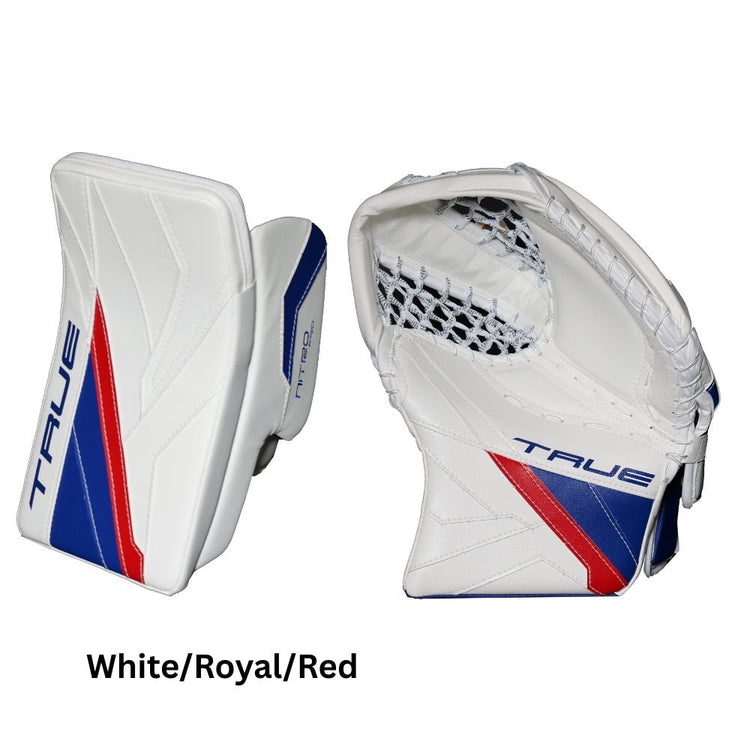 True Senior Catalyst Nitro Pro Hockey Goalie Trapper+Blocker White/Royal/Red