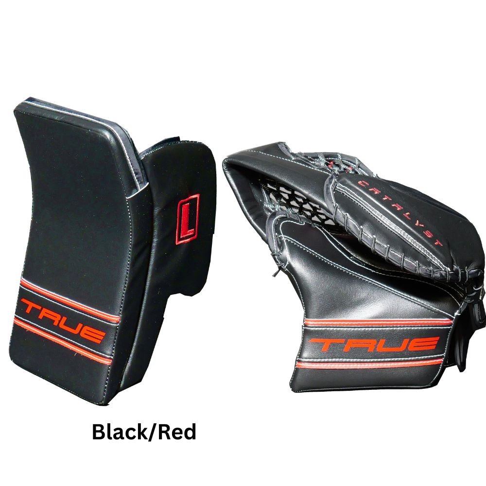 True Senior Catalyst Nitro Pro L87 Hockey Goalie Trapper+Blocker Set black/red