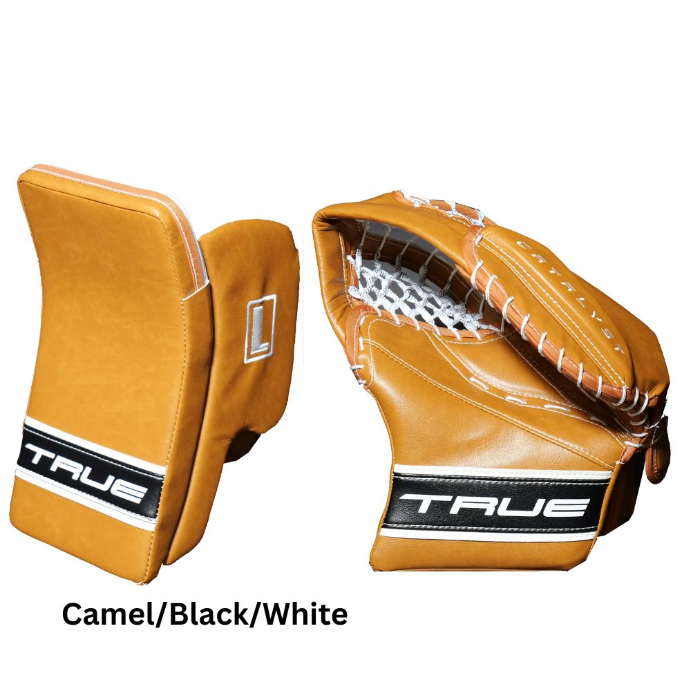True Senior Catalyst Nitro Pro L87 Hockey Goalie Trapper+Blocker Set camel/black/white