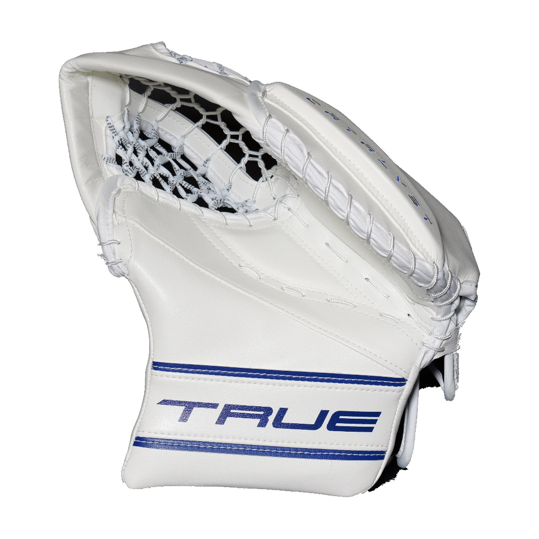 True Senior Catalyst Nitro Pro L87 Hockey Goalie Trapper White/Royal