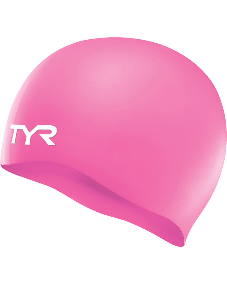 TYR Junior Wrinkle-Free Silicone Swim Cap Pink