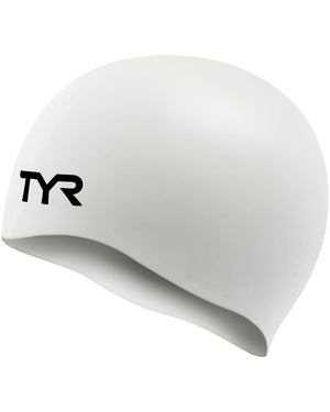 TYR Junior Wrinkle-Free Silicone Swim Cap White