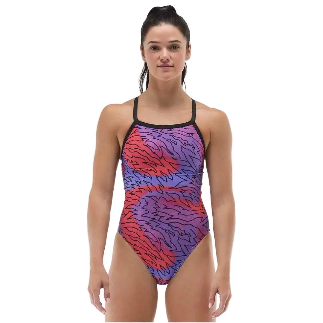 TYR Women's Hodori Diamond Fit One Piece Swimsuit orange purple