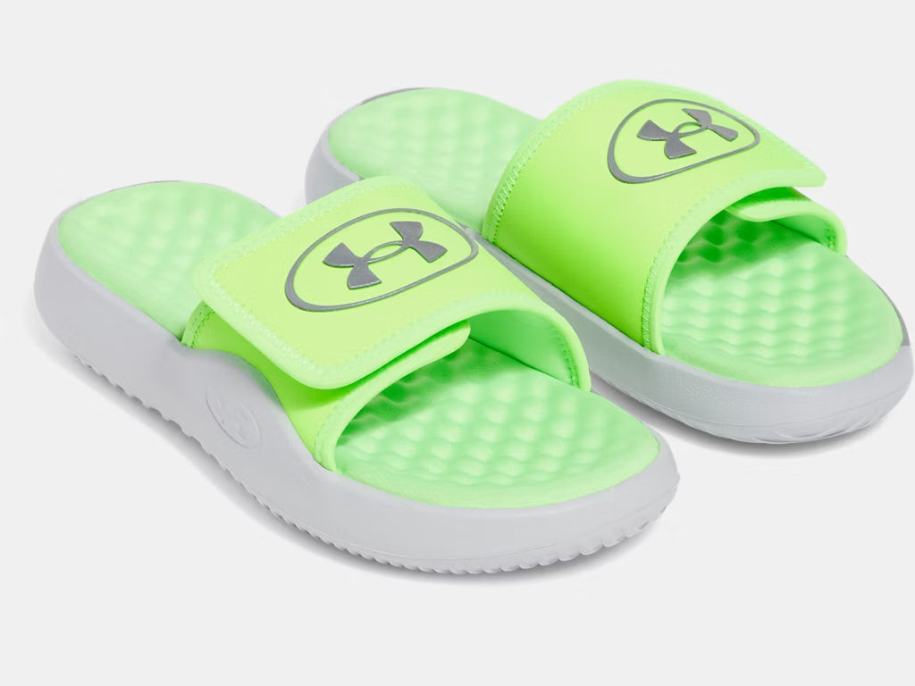 Under Armour Boy's Ignite Pro 8 Slide Sandals mod grey hyper green