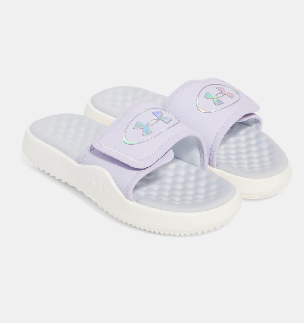 Under Armour Girl's Ignite Pro 8 Slides Sandal salt purple white quartz