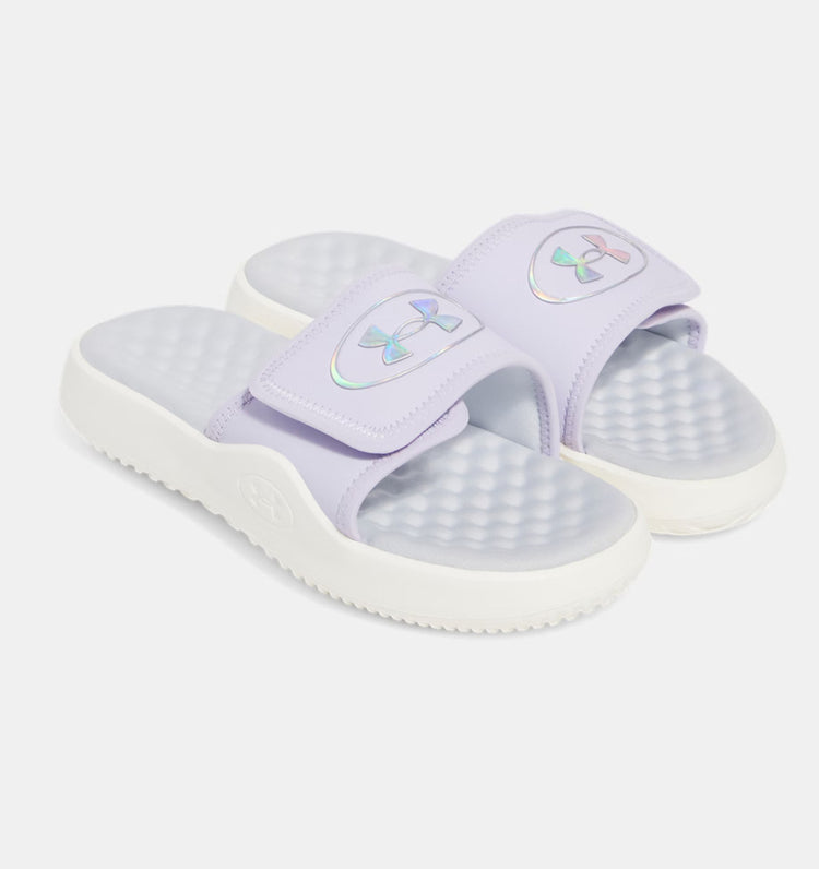 Under Armour Girl's Ignite Pro 8 Slides Sandal salt purple white quartz