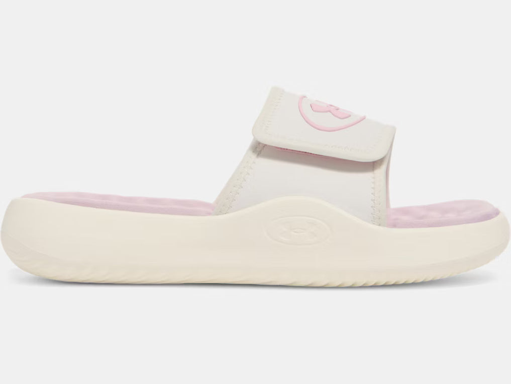 Under Armour Girl's Ignite Pro 8 Slide Sandals white quartz pink