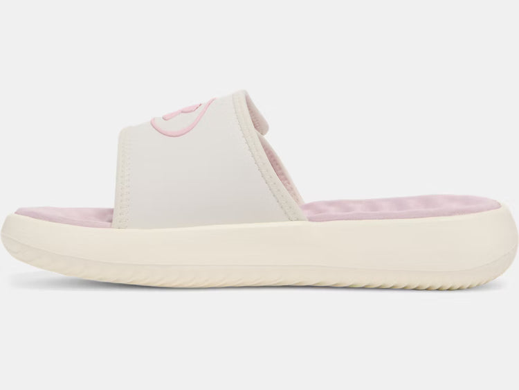 Under Armour Girl's Ignite Pro 8 Slide Sandals white quartz pink