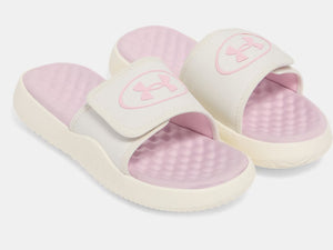 Under Armour Girl's Ignite Pro 8 Slide Sandals white quartz pink