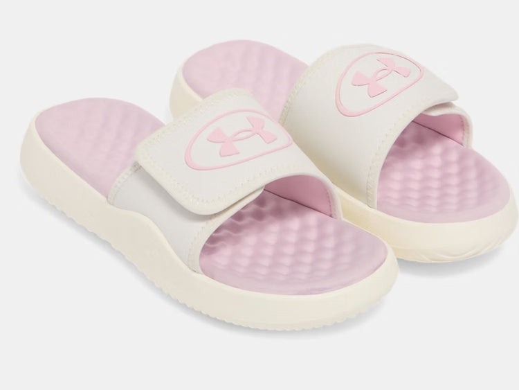 Under Armour Girl's Ignite Pro 8 Slide Sandals white quartz pink