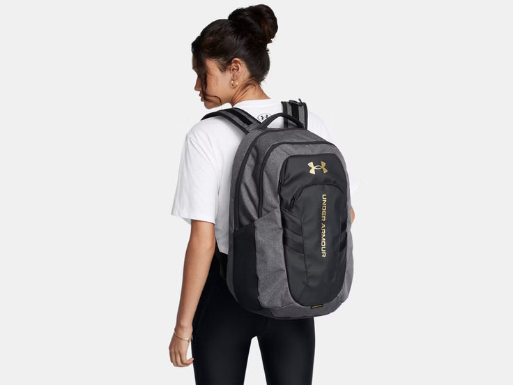 Under Armour Hustle 6.0 Pro Backpack black heather grey metallic gold