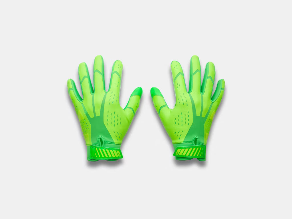 Under Armour Junior Blur Football Receiver Gloves hyper green