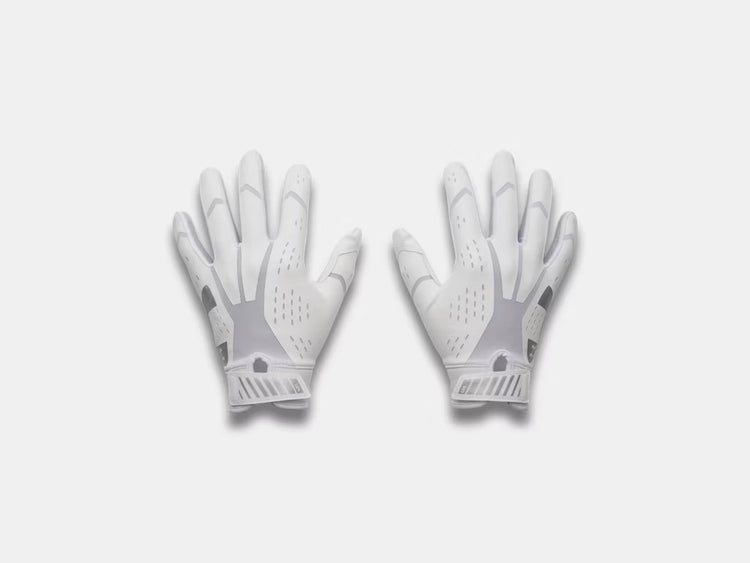 Under Armour Junior Blur Football Receiver Gloves white/ silver
