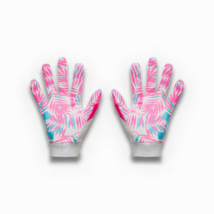 Under Armour Junior Blur LE Football Receiver Gloves white/pink