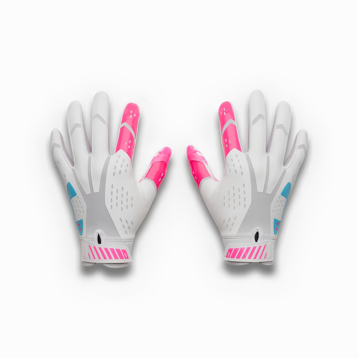 Under Armour Junior Blur LE Football Receiver Gloves white/pink