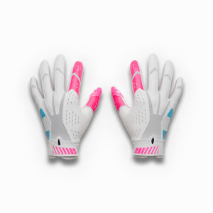 Under Armour Junior Blur LE Football Receiver Gloves white/pink