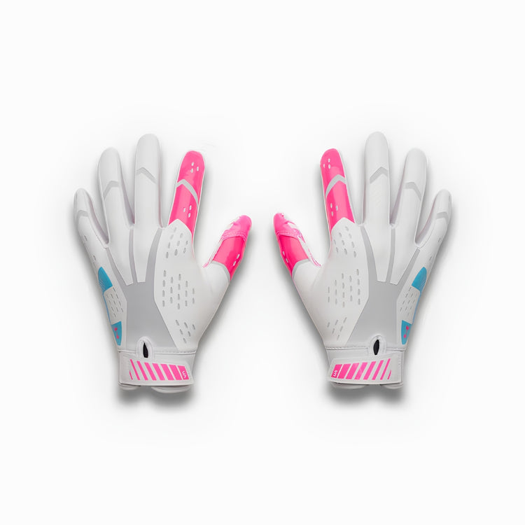 Under Armour Junior Blur LE Football Receiver Gloves white/pink