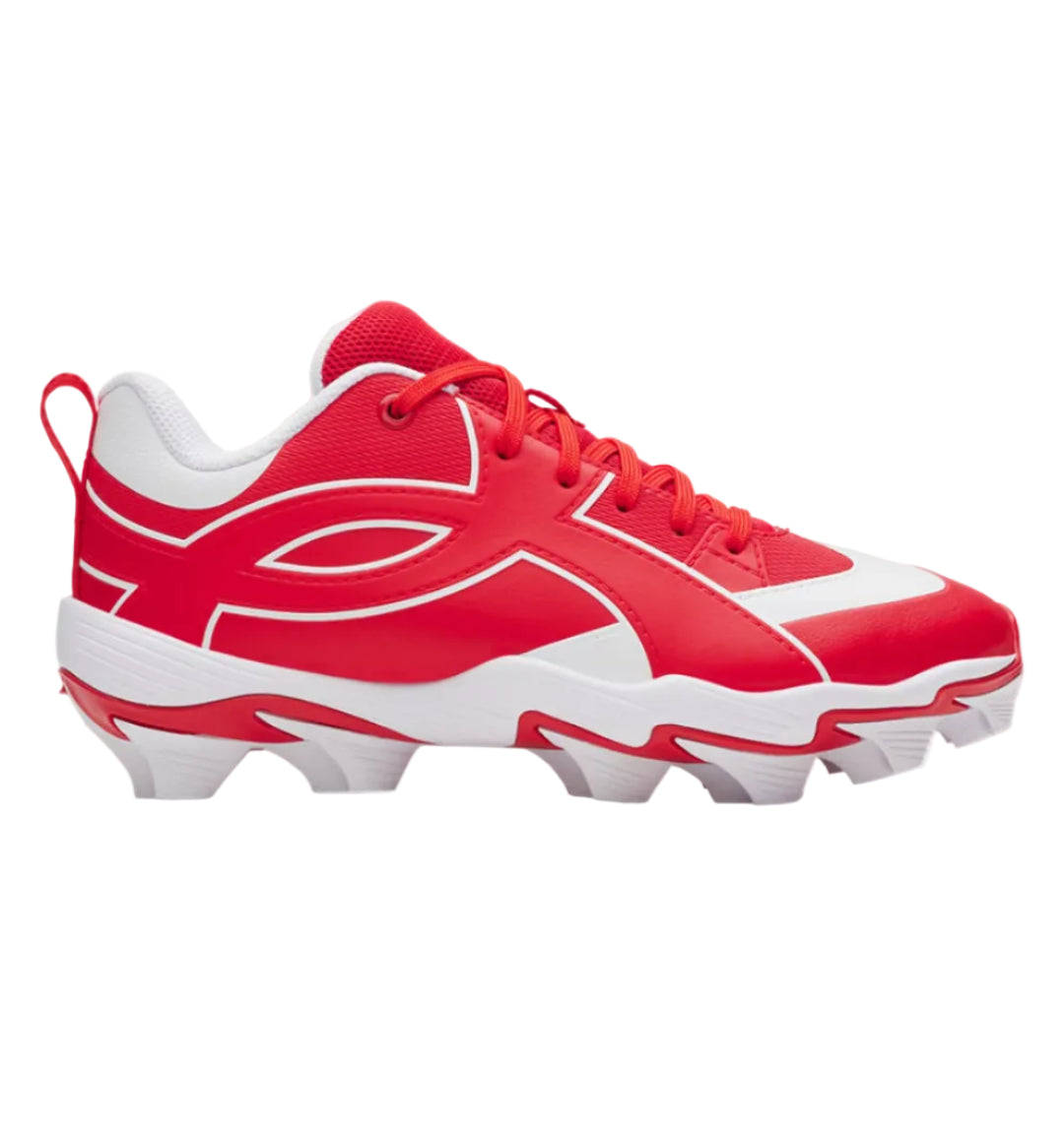 Under Armour Junior Leadoff Icon Low RM Rubber Baseball Cleats red