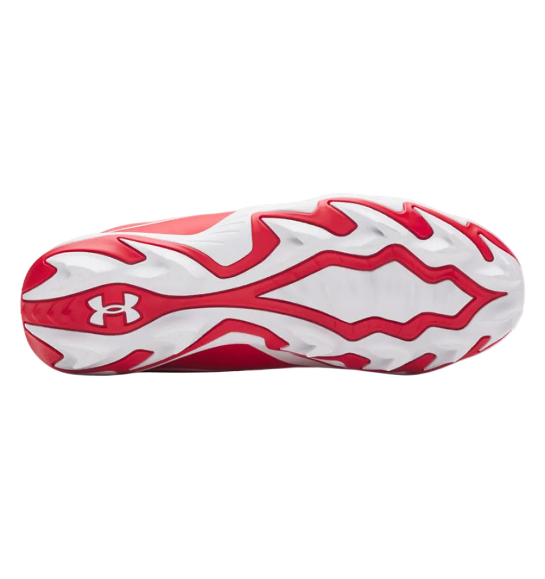 Under Armour Junior Leadoff Icon Low RM Rubber Baseball Cleats red