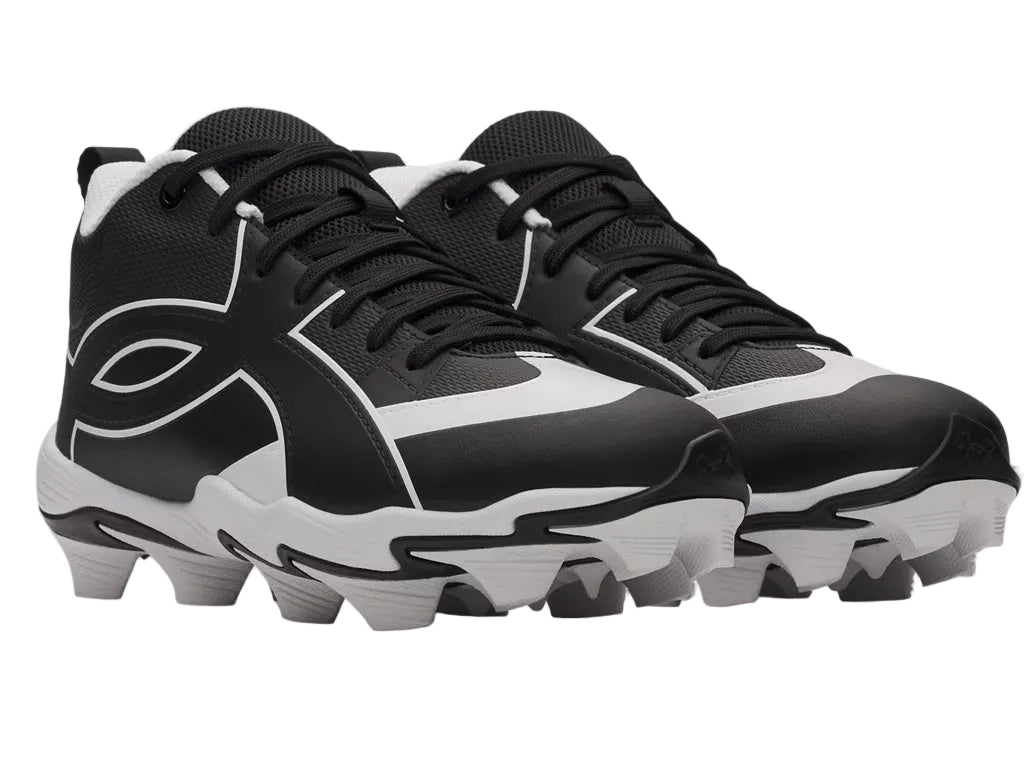 Under Armour Junior Leadoff Icon Mid RM Rubber Baseball Cleats black