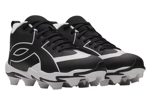 Under Armour Junior Leadoff Icon Mid RM Rubber Baseball Cleats black
