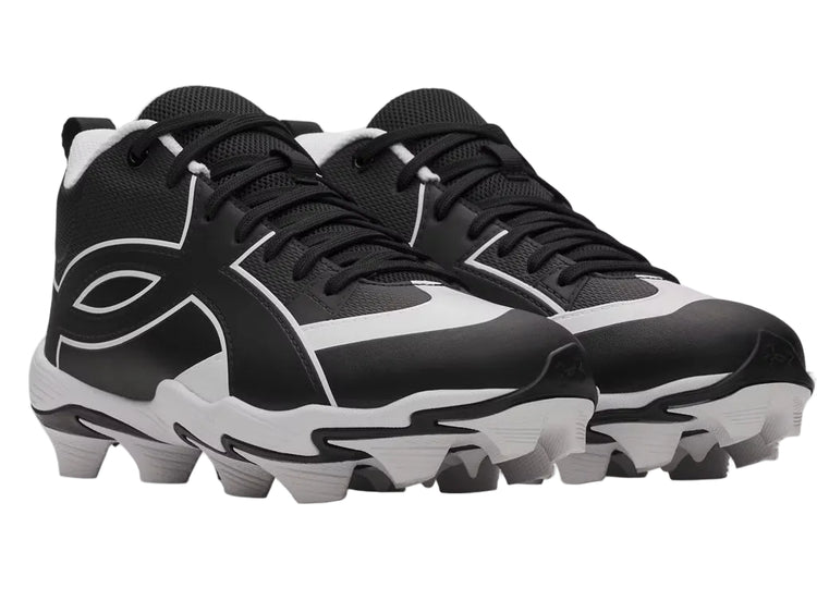 Under Armour Junior Leadoff Icon Mid RM Rubber Baseball Cleats black