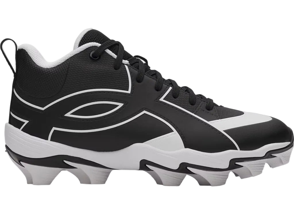 Under Armour Junior Leadoff Icon Mid RM Rubber Baseball Cleats black