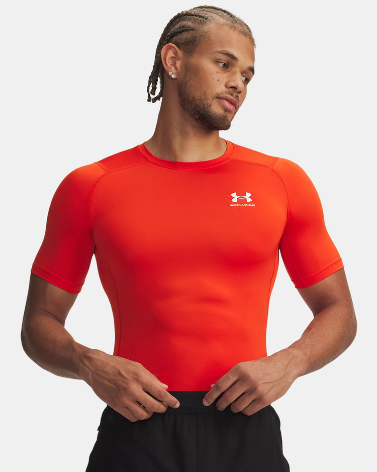 Under Armour Men's HeatGear Compression Short Sleeve Shirt dark orange