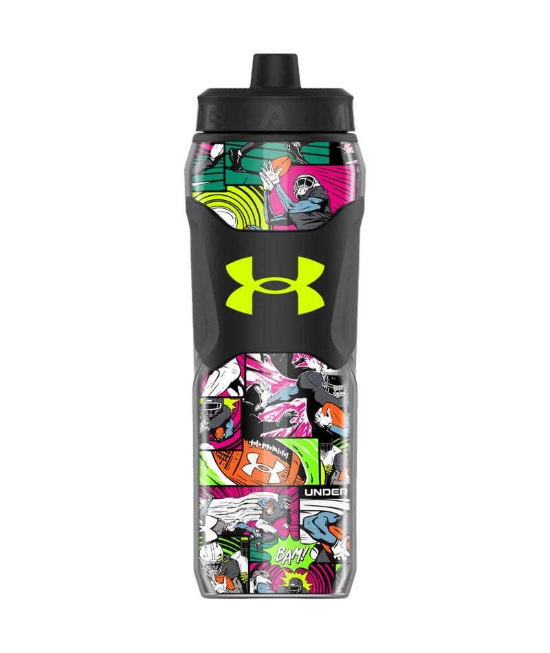 Under Armour Playmaker Squeeze Print Water Bottle 28oz black comic 