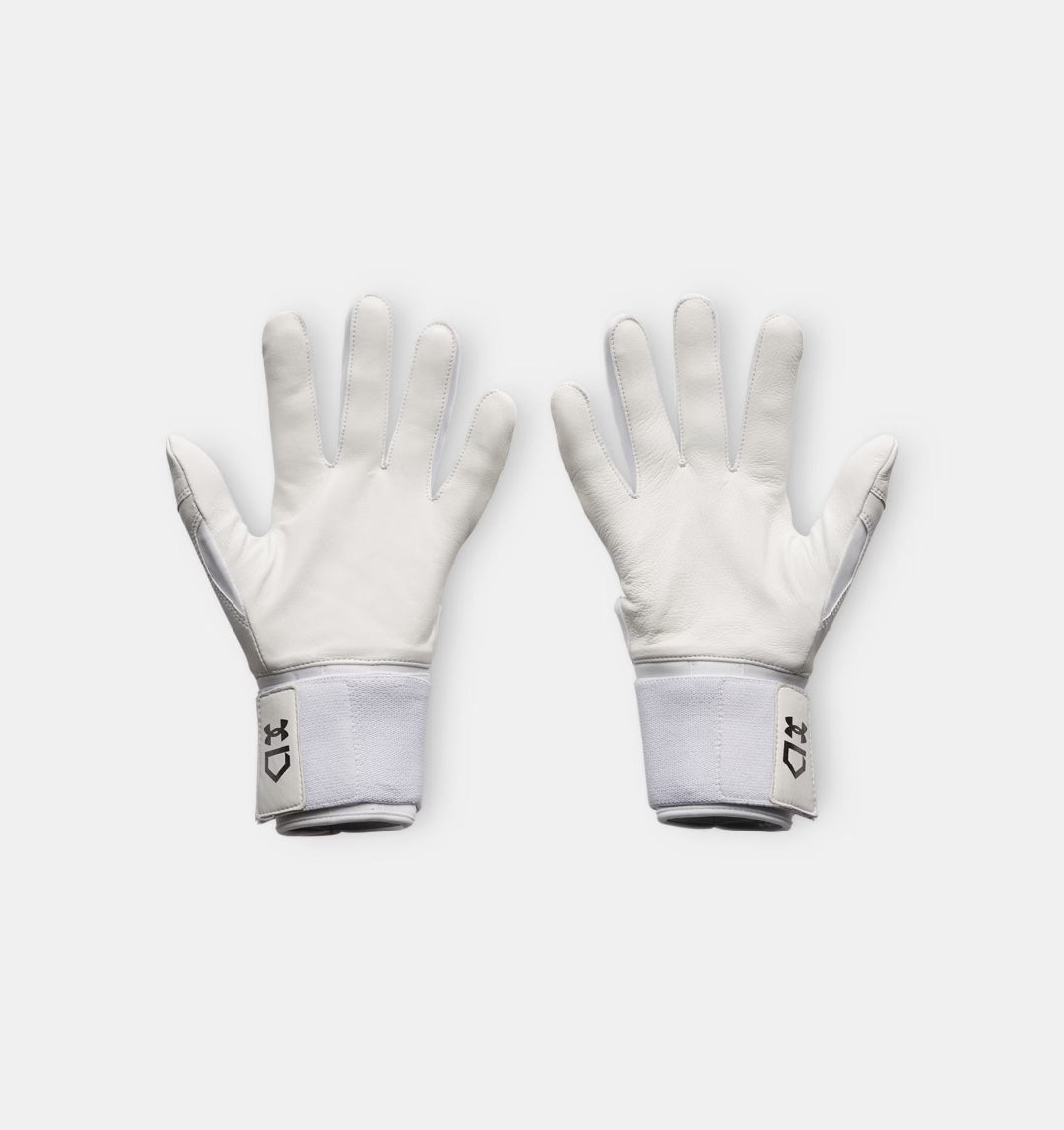 Under Armour Senior Yard 10 Long Cuff Batting Gloves white