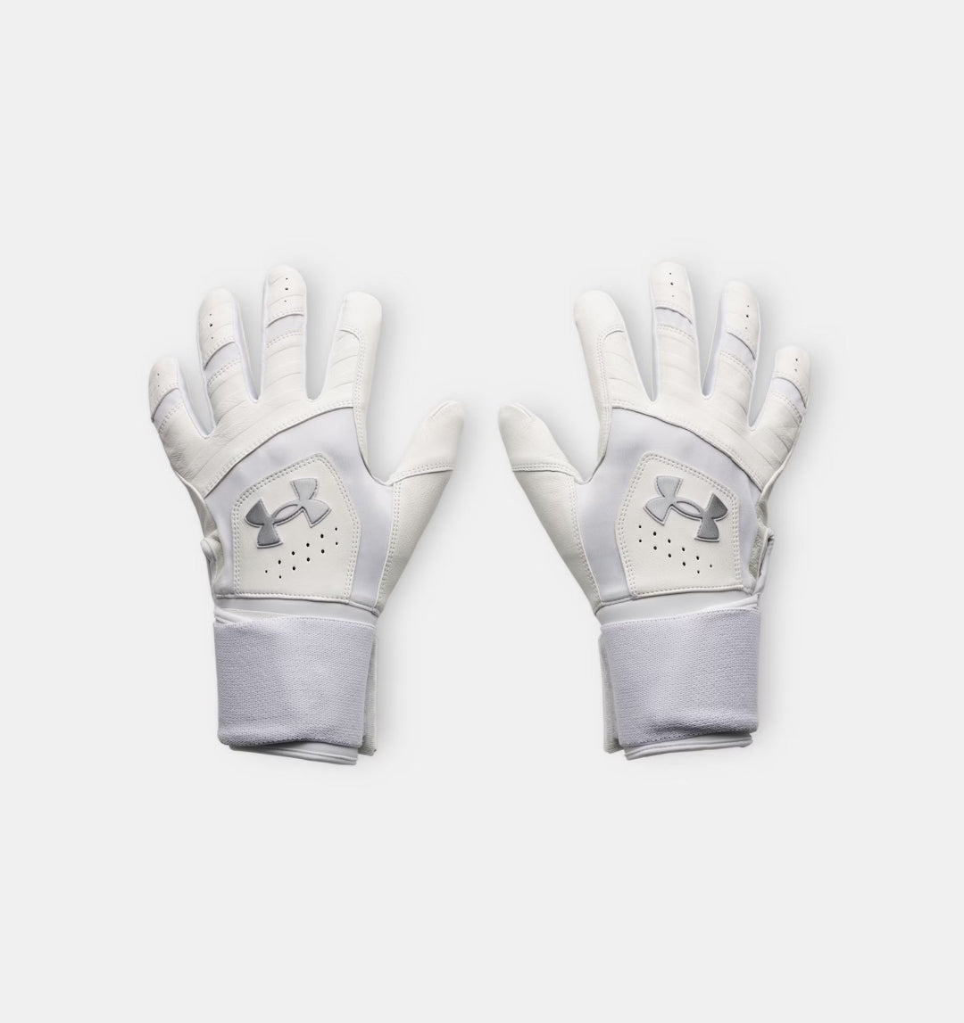 Under Armour Senior Yard 10 Long Cuff Batting Gloves white