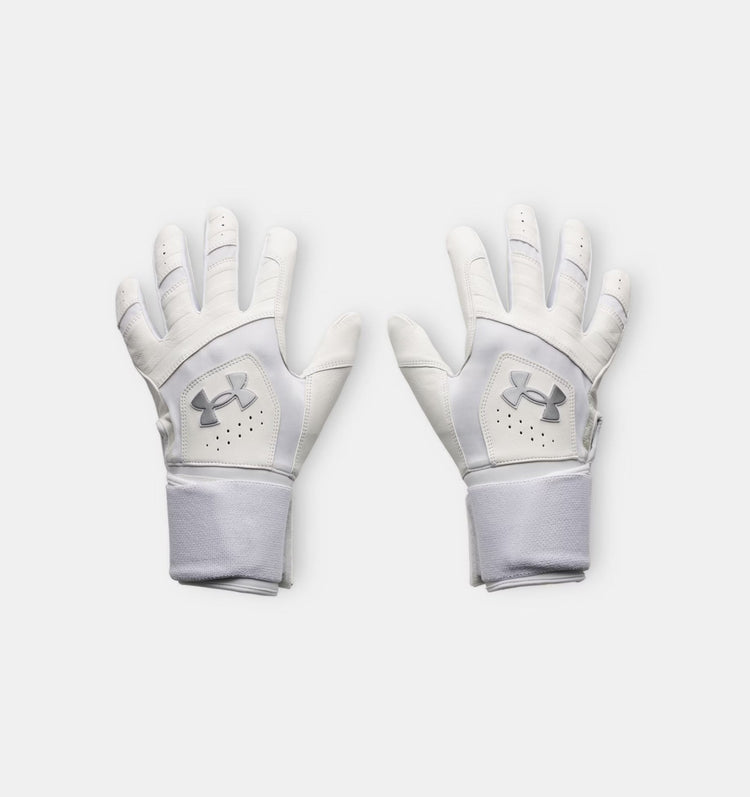 Under Armour Senior Yard 10 Long Cuff Batting Gloves white