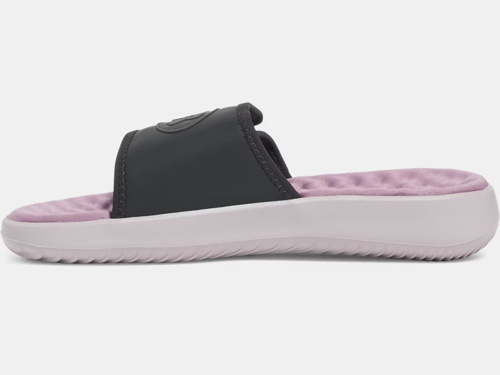 Under Armour Women's Ignite Pro 8 Slide Sandals galaxy black gray grey dawn purple