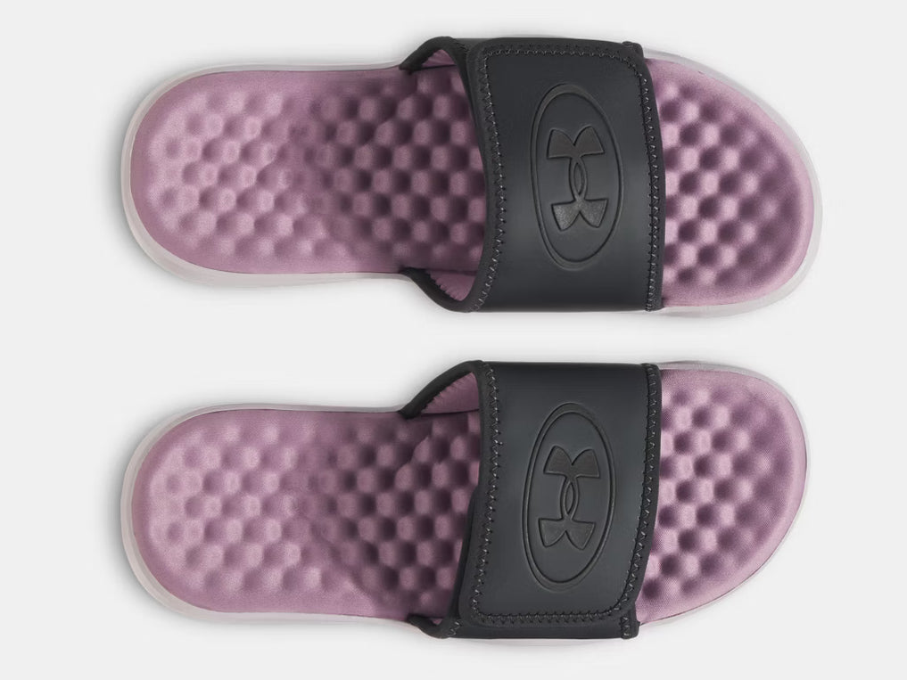 Under Armour Women's Ignite Pro 8 Slide Sandals galaxy black gray grey dawn purple