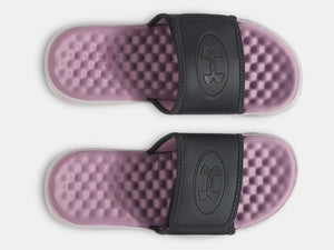 Under Armour Women's Ignite Pro 8 Slide Sandals galaxy black gray grey dawn purple