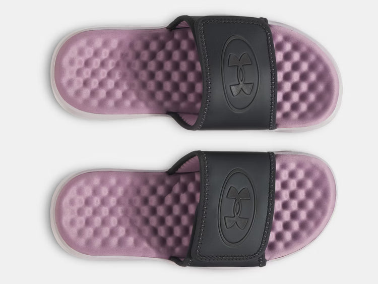 Under Armour Women's Ignite Pro 8 Slide Sandals galaxy black gray grey dawn purple