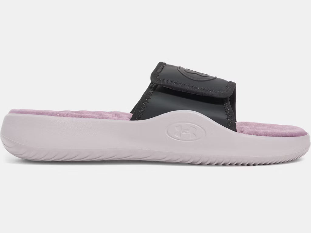 Under Armour Women's Ignite Pro 8 Slide Sandals galaxy black gray grey dawn purple
