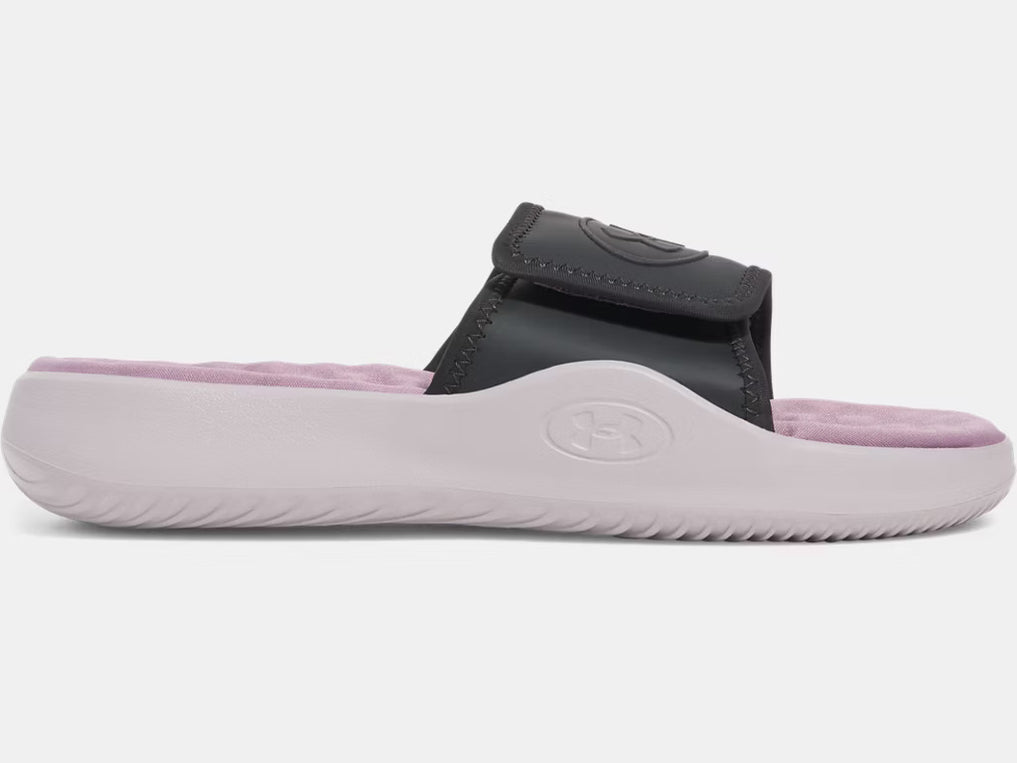 Under Armour Women's Ignite Pro 8 Slide Sandals galaxy black gray grey dawn purple