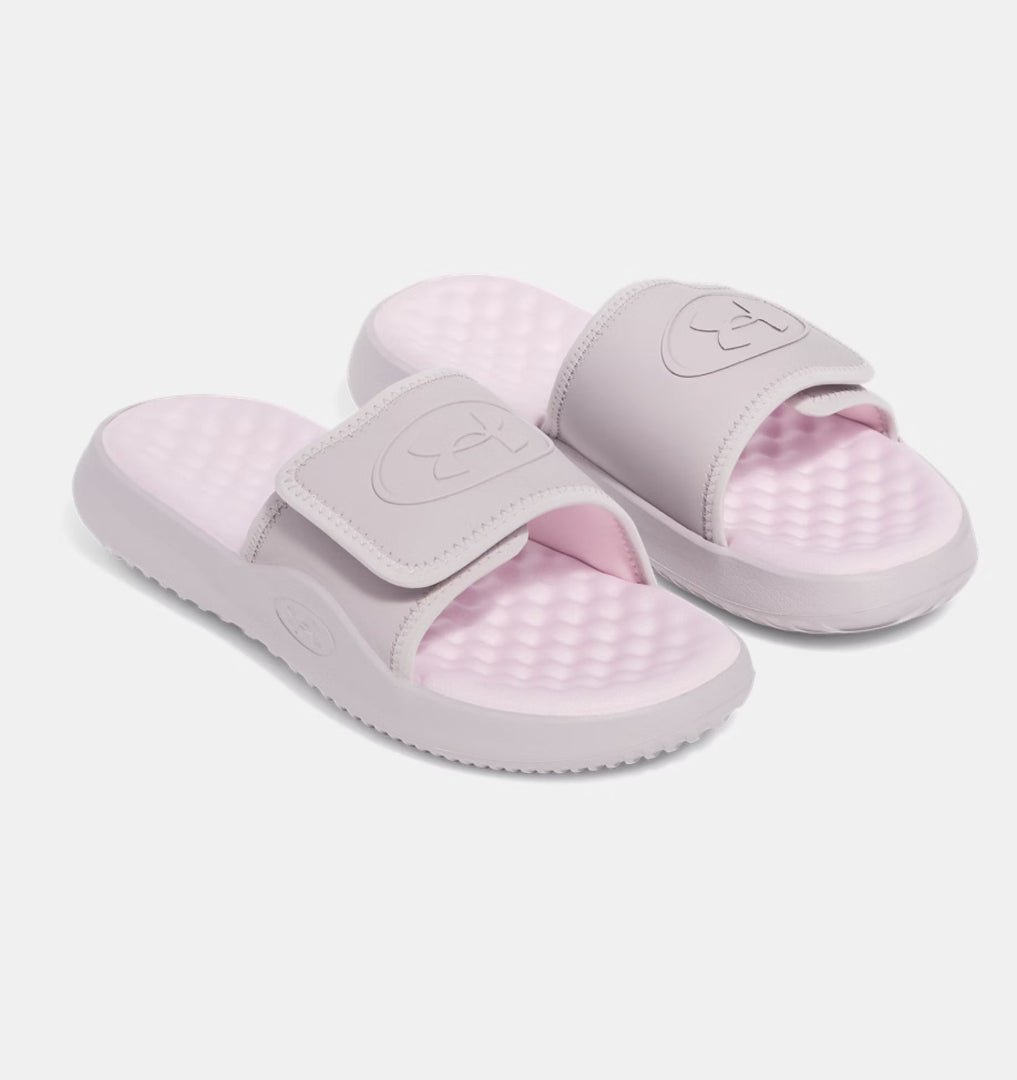 Under Armour Women's Ignite Pro 8 Slide Sandals gray grey dawn pink
