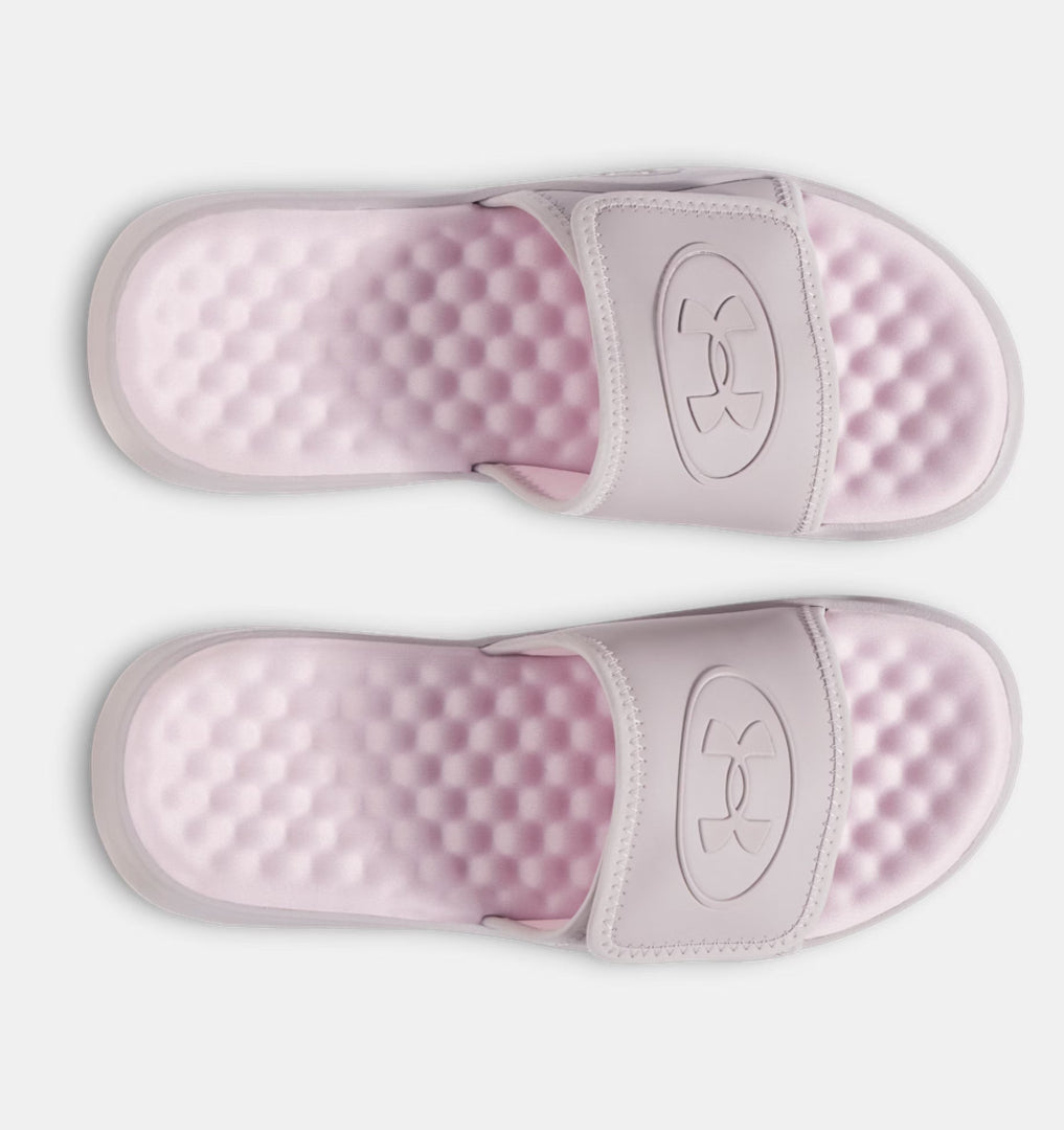 Under Armour Women's Ignite Pro 8 Slide Sandals gray grey dawn pink